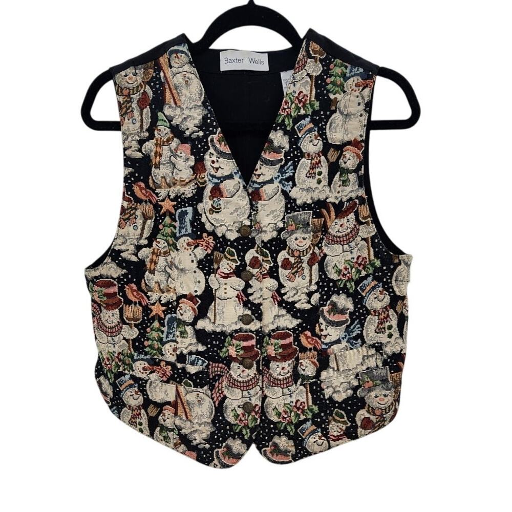 Vintage 90's Holiday Winter Snowman Vest Size Small